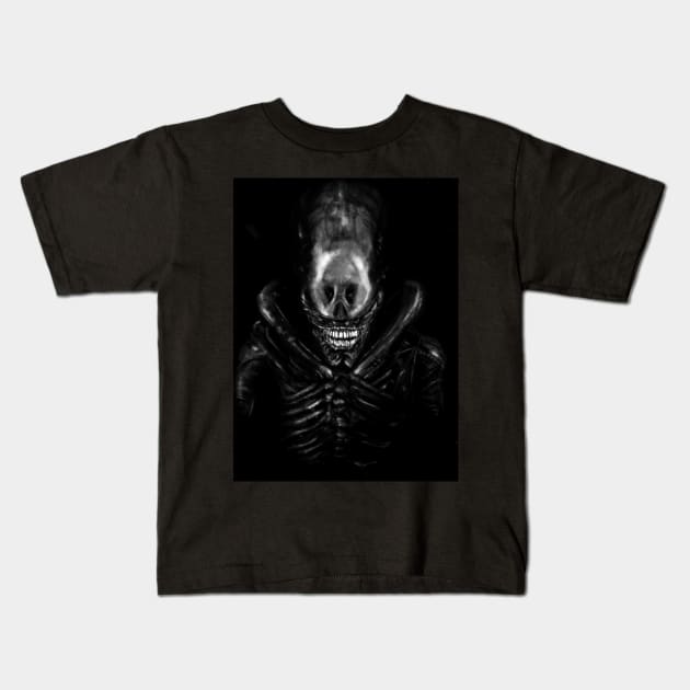 Big Chap alien Kids T-Shirt by Art Of Lunatik